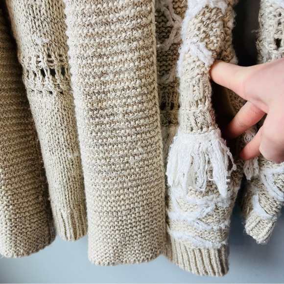 Lucky Brand Cream and White Stripe Fringe Cardigan - Picture 7 of 10